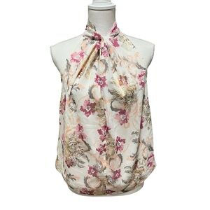 Loft Shimmer Floral Twist Halter‎ Top Size XS Romantic Cottagecore Coquette NWT